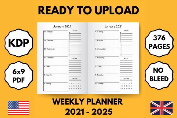 2021-2025 - 5 Years Weekly Planner - 6x9: A Practical Tool for Long-Term Planning and Organization