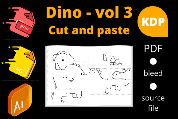 Dinosaurs Cut and Paste KDP Volume 3
