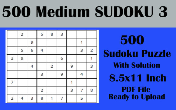 Enhancing Cognitive Skills with 500 MEDIUM Sudoku Puzzle 8.5x11 Volume 3